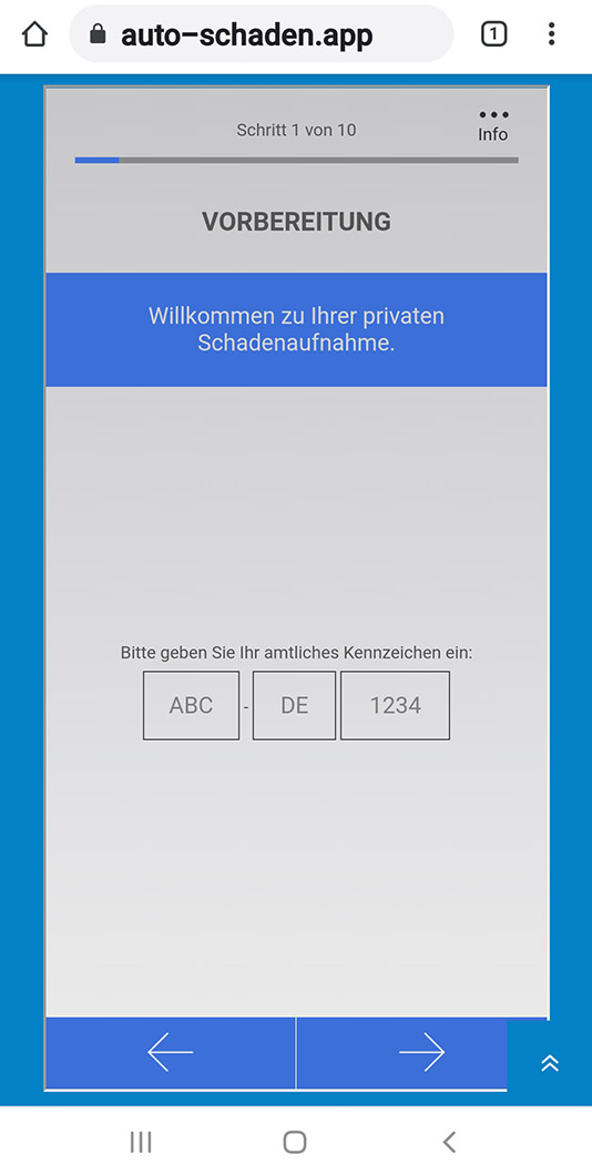Screenshot Auto-Schaden App